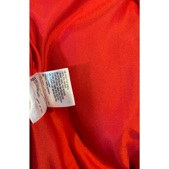 I.N.C. Faux Fur Bright Red Coat Size Small - Picture 5 of 6